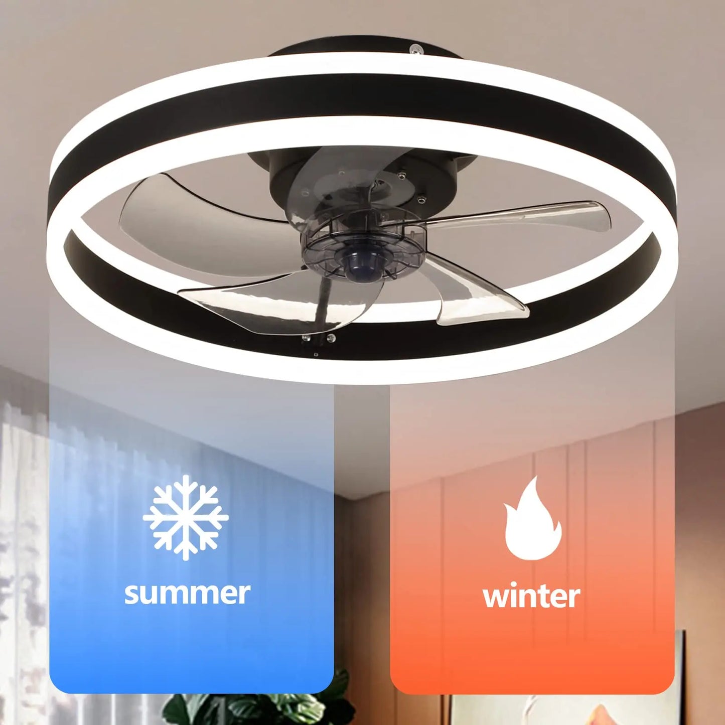 Modern LED Ceiling Fan with Light – Silent, Dimmable Fan with Remote Control for Bedroom, Study, or Dining Room