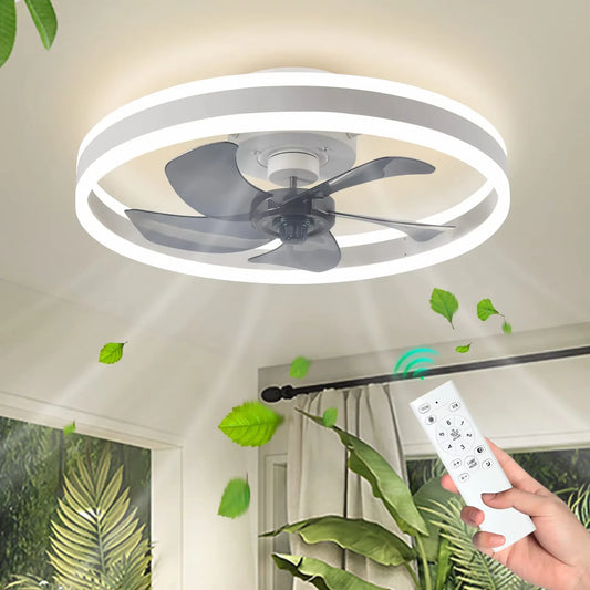 Modern LED Ceiling Fan with Light – Silent, Dimmable Fan with Remote Control for Bedroom, Study, or Dining Room