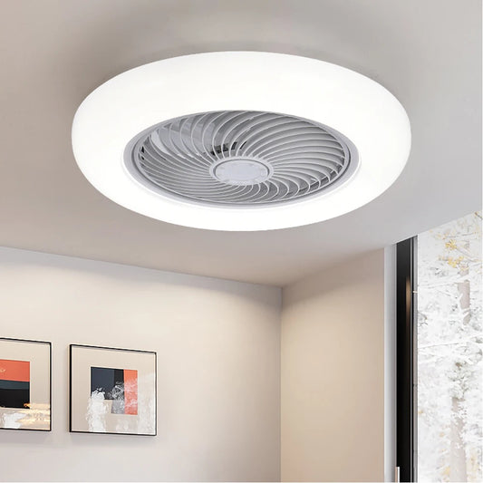 Smart Ceiling Fan with Lights – Silent 52cm Ventilator Lamp with Remote Control & Invisible Blades