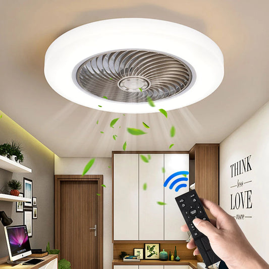 Smart Ceiling Fan with Lights – Silent 52cm Ventilator Lamp with Remote Control & Invisible Blades