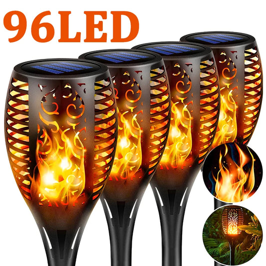 96 LED Solar Torch Light – Waterproof Outdoor Garden Lamp with Flickering Flame Effect