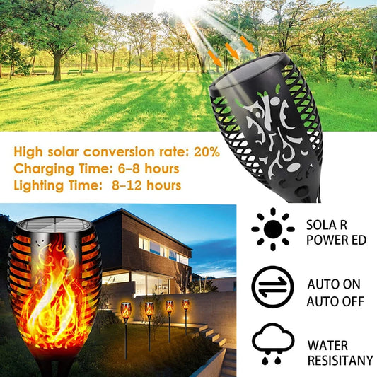 96 LED Solar Torch Light – Waterproof Outdoor Garden Lamp with Flickering Flame Effect